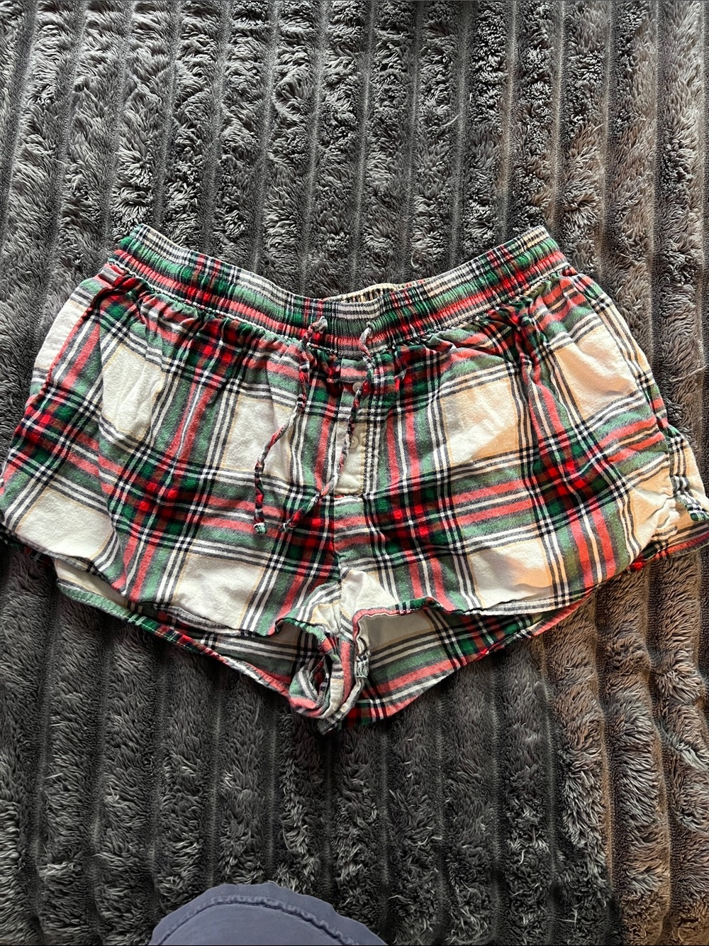 aerie Plaid Athletic Shorts in Red, Green & White